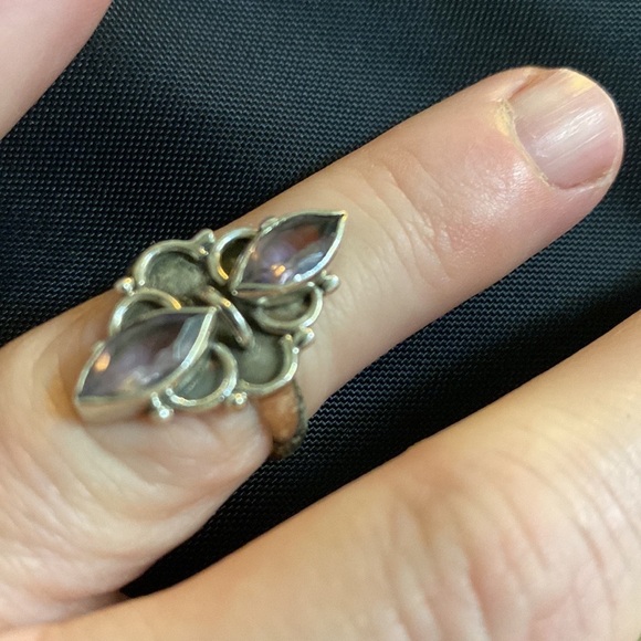 Sterling Silver Amethyst Art Deco Ring size 6.5 - Picture 4 of 6